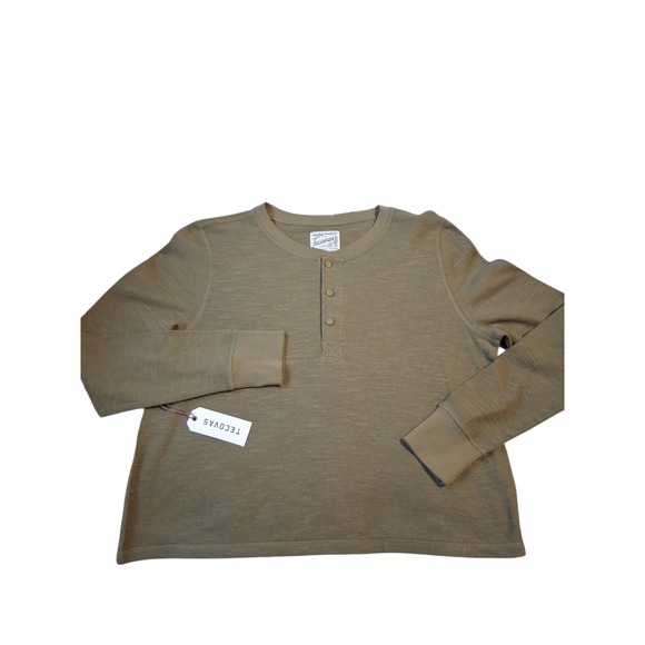 Tecovas Tops - Tecovas Western Women's size Large Double Slub Goblincore Cropped Henley Shirt